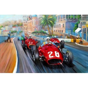 Shan Amrohvi, Oil on Canvas, 24 x 36 inch, Vintage Car painting, AC-SA-048